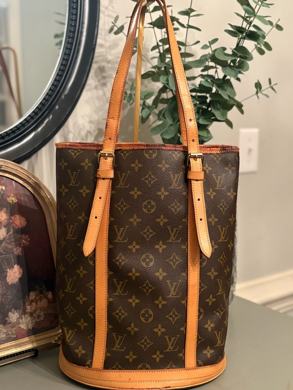 Vintage Louis Vuitton Monogram Bucket GM Tote Bag with COA
